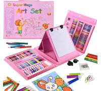 TIANYI-208 Pièces Malette Dessin Enfant, Kit de Coloriage de Luxe, Art Dessin Enfant, Feutres Coloriage Enfants pour Fille de 6 à 12 Ans pour Jouet Cadeaux Scolaires et Cadeaux de Noël(Rose)