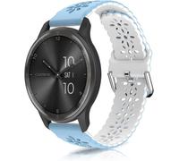 Tianyi-20mm Bracelet Pour Garmin Vivoactive 5/Venu Sq 2/Sq 2 Music/2 Plus/Vivomove Trend/Sport, Double Face Soft Silicone Respirant Sangle Bracelet Pour Garmin Forerunner 245/645/245 Music Bleu Blanc