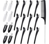 Tianyi-20pcs Pince Cheveux With Peigne À Queue, 12 Pince À Cheveux Crocodile & 8 Pinces Cheveux Sans Plis With Peigne Antistatique Professionnel Pour Femmes Filles Coiffure Et Maquillage