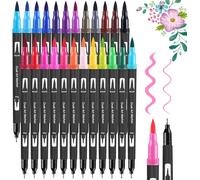 Tianyi-24 Couleurs Stylo Aquarelle Feutre Coloriage Double Brush Pen Marqueur Pour Feutres Coloriage Et Enfant, Bullet Journal, Dessin, Peinture, Mandala, Pointe Pinceau 0.4mm Et 2mm