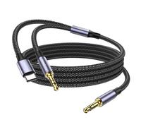 TIANYI-2en1 Câble Aux 3,5 mm à 3,5 mm Câble de prise audio auxiliaire 1M avec adaptateur d'entrée audio auxiliaire USB C vers AUX Câble AUX mâle vers mâle pour casque, voiture, haut-parleur stéréo
