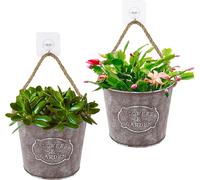 TIANYI-2pcs Jardinières Murales Pots de Fleurs Muraux Métal Porte-Plante Suspendus avec Corde Planteur Vertical Décoration Murale de Maison pour Intérieur, Balcon et Jardin (B)
