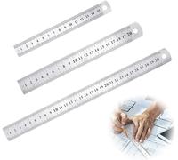 Tianyi-3 Pcs Réglet 15cm 20cm 30cm Outil Règle Pour Étudiants Et Bureau (Règle En Acier Inoxydable), Argent