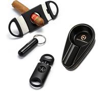 Tianyi-3 Pièces Ciseaux Coupe Cigare,Couteau De Cigare Inoxydable,Coupe-Cigares Double Lame,Accessoires Pour Cigare,Coupe-Cigare Pour La Plupart Des Cigares Avec Cendrier À Cigares