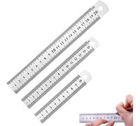 Tianyi-3 Pièces Réglet 10cm 15cm 20cm Outil Règle Pour Étudiants Et Bureau,Règle En Acier Inoxydable, Argent