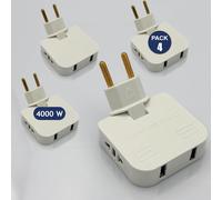 TIANYI-3-Stars 4 prises plates avec USB de 4 000 W (plus grande puissance) 4 prises : 2 ports de charge, prise USB et 2 prises adaptables. Amer&Eur Design : prise murale idéale Espace réduit, t