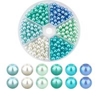 Tianyi-300pcs 6 Couleurs Bleu Vert Série Perles, 6mm Kit Bracelet Perle De Rocaille Perles Nacrées De Verre Perles D'espacement Rondes Pour La Fabrication De Bijoux, Colliers, Bracelets