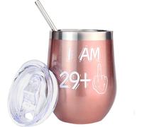 Tianyi-30ème Anniversaire - Verre À Vin En Acier Inoxydable - Cadeau D'anniversaire Pour Femme - 350 Ml - Cadeau Avec Couvercle, Paille Et Paille - Idée Cadeau D'anniversaire