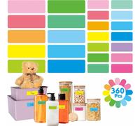 Tianyi-360 Étiquettes Amovibles, 14 Couleurs Autocollantes Rectangulaires Résistantes À L'eau, À L'huile Et Aux Déchirures Avec Ligne De Perforation Pour Le Rangement Dans La Cuisine (8 Feuilles, 2 T
