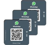 Tianyi- 3x Autocollant Whatsapp Pour Votre Entreprise Multiaccès Avec Qr Et Nfc Multi-Langue Matériaux Haut De Gamme Durables À Installer En Vitrine, Vitrine Comptoir De Votre Magasin