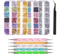 Tianyi-4 Boîtes Nail Art Strass Ongles +4 Stylos Verni À Ongle +1 Pince À Épiler Stickers Strass Et Paillettes, Ongles Nail Art Et Diamant 3d Décoration Kit Manucure Ongle Gel Maquillage Soirée Noël