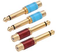 TIANYI-4 Pièces 6.35mm (1/4 Pouce) Adaptateur Audio Mâle vers RCA Femelle Plaqué Or (Rouge et Bleu)