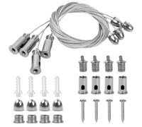 TIANYI-4 Pièces Cable Suspension Acier Inoxydable, 1,5mmx1,5m, Fils De Suspension PhotocâBle Métallique de Goujon Plafond, Fil De Suspension Réglable Kit pour Led Panneau, Plafonnier(1,5M)
