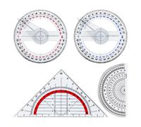 TIANYI-4 pièces de rapporteurs, rapporteurs de dessin et de conception, règles de mesure d'angle, triangle, cercle complet, rapporteurs demi-cercle, outils de mesure d'angle, aides pédagogiques au de