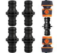 TIANYI-4 Pièces Double Connecteur de Tuyaux Mâles,Raccords pour Tuyau d'arrosage 1/2"",Double Mâle Connecteur Accoupleur,pour Rejoignez Le Tube de Tuyaux de Jardin (4, Noir)