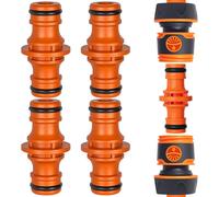 TIANYI-4 Pièces Double Connecteur de Tuyaux Mâles,Raccords pour Tuyau d'arrosage 1/2"",Double Mâle Connecteur Accoupleur,pour Rejoignez Le Tube de Tuyaux de Jardin (4, Orange)