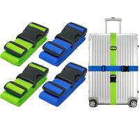 Tianyi-4 Pièces Sangle Valise Voyage, Ceinture Valise Réglable, 2 Pièces Sangles À Bagage Bleu 2 Pièces Sangles À Bagage Vert