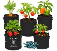 Tianyi-- 4 Pots En Tissu De 19 L Avec Poignée En Tissu Non Tissé 30 X 25 Cm (Respectueux De L'environnement Et Respirant) - Sac De Plantes Et Pot De Fleurs En Non-Tissé - Pot De Culture Et Pots En
