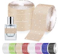 Tianyi-4 Rouleaux 364cm Autocollant Cristal Ruban Strass, 4/6/8/12 Rangées Champagne Couleur Envelopper Brillant Strass Autocollant, Diamant Strass Ruban Rouleau Autocollants