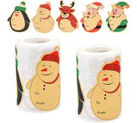Tianyi-400 Pièce Etiquettes Autocollantes Noel, Autocollant Noël Papier Kraft Étiquettes Theme De Noël Rouleaux Noël Autocollants Gommettes Noël Vacances Cadeau Autocollants Pour Emballages Cadeaux