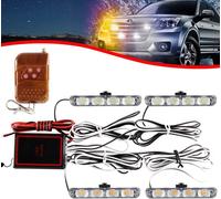 Tianyi-4x4 Led 4 En 1 Stroboscopique Avertissement Dc12v Urgence Clignotant Balise Lampe Sans Fil À Distance Stroboscope Lumière Urgence Lumière Externe Pour Camion Remorque (Blanc Ambre)