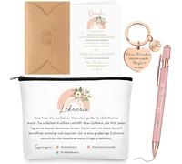 Tianyi-5 Cadeau De Remerciement Pour Enseignants Assistantes Maternelles Trousse De Maquillage Arc En Ciel Porte Clés Or Rose Stylo À Bille Carte De Remerciement Avec Enveloppe Cadeau D'adieu Crèche