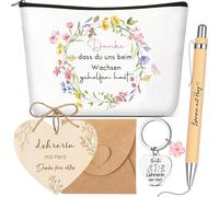 Tianyi-5 Cadeaux De Départ Pour Enseignant, Trousse De Maquillage, Porte-Clés, Stylo À Bille En Bois, Étiquette En Forme De C?ur, Enveloppe, Meilleur Cadeau De Fin D'études(Fleurs)