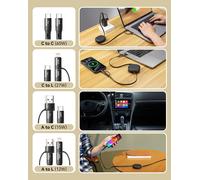 TIANYI-5 en 1 Cable Multi Chargeur[2Pack, 1.2M], PD 60W Câbles Universel USB A/C vers USB C/Lightning Charge Rapide Câble Rétractable Multi Embout pour iPhone 16/15/14/13 Pro Max/SE/iPad/CarPlay