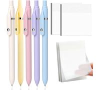 Tianyi-5 Pièces Stylo Gel Avec 4pcs Sticky Notes, 0.5mm Gel Pen Noir & Autocollant Transparent, Stylos Pointe Fine Encre À Séchage Rapide Pour L'agenda, Le Dessin, L'école, Le Bureau (9 Pcs)