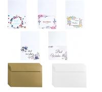 Tianyi-50 Pcs16*11cm Mini Enveloppe Kraft, Avec 50 Pcs 14 * 9.3cm Best Wishes Carte, Enveloppe Cadeau Kraft, Carte De Remerciement, Pour Anniversaire Noël Thanksgiving Invitation Au Mariage Fête