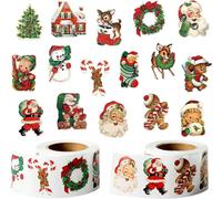 Tianyi-500 Pièces Autocollant Noel, 16 Modèles Etiquette Noel Autocollants Noel, Etiquette Cadeau Noel Gommettes Noel, Gomette Noel Feutrine Autocollante Enfants Pour Carte Sac Enveloppe