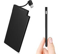 Tianyi-5000mah Batterie Externe Avec Câble Type-C Intégré, Ultra Mince Et Super Léger Petite Power Bank Small Batterie Portable, Compatible Avec Samsung, Xiaomi, Sony, Iphone 15 Series, Etc.- Noir