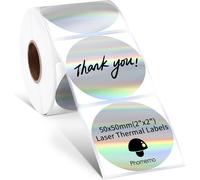 TIANYI-50x50mm Étiquettes Thermiques Argentées Holographiques Rondes,2inch Autocollantes Circulaires Etiquettes Pour D'imprimante 241BT/D520BT/246S/249BT,Pour Bricolage Merci,Logo,Code,etc(400Labels)