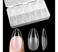 Tianyi-550 Pièces Capsule Americaine Ongle Amande, 11 Tailles Capsules Ongles Gel Couverture Complète, Semi Givré Faux Ongles Acrylique Pose Americaine Capsule Nail Extension Tips Pour Manucure Salon