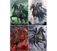 Tianyi-5d Diy Diamond Painting Grandes 40x50 Cm Peinture Diamant 4 Pack Quatre Cavaliers De L'apocalypse (Conquest/Slaughter/Famine/Death) Peinture Diamant Peinture Par Numéros Point De Croix Mosaïqu