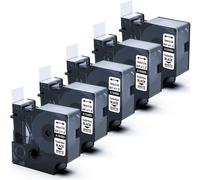 TIANYI-5x Rubans d'écriture Nylon Flexible 19mm Compatible avec Dymo Rhino 18489 étiquette industriel flexible Compatible pour Dymo Rhino 4200 5000 5200 6000 étiqueteuse, Noir sur Blanc
