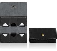 TIANYI-6 Fentes Étui Carte Mémoire Pliable Pochette Boite Carte SD Portable Rétro Cuir Boite de Rangement Carte avec Snap Métallique pour Voyage et Stockage Quotidien (Noir)