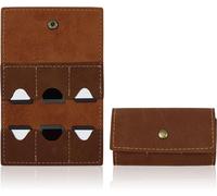 TIANYI-6 Fentes Étui Carte Mémoire Pliable Pochette Boite Carte SD Portable Rétro Cuir Boite de Rangement Carte avec Snap Métallique pour Voyage et Stockage Quotidien (Marron)