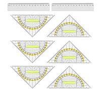 Tianyi-6 Pcs 16 Cm Regle Equerre Rapporteur Avec Poignée Et 2 Pcs 15 Cm Règles Transparente, Géodésique Échelle Équerres École Primaire, Gabarit De Cercle, Pour Étudiants École Bureau Designer Peintu