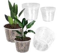 TIANYI-6 Pcs Pot Transparent Orchidée 11/12.5cm, Pots de Fleur Plastique avec Trou de Drainage, Pot Plante Intérieur Rond, Pots Orchidée Botanic Anti-pourri, pour Balcon Jardin Bureau Horticulture