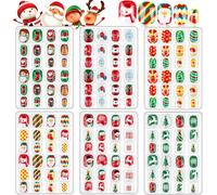 Tianyi-6 Pièces Noël Enfants Faux Ongles, Autocollants Adhésifs Couverture Ère Noël Bonhomme De Neige Arbre De Noël Complète Ongles Mignons Pour Filles Diy Nail Art Décoration -C
