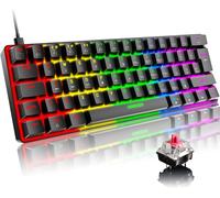 TIANYI-60% Clavier de Jeu Mécanique, Compact Portable Mini 62 Touches, FilaireType-C Gaming Keyboard, 19 RGB Chroma Rétroéclairé, QWERTY UK (Interrupteur Rouge) Mechanical Keyboard pour PC Mac-Noir