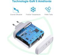 TIANYI-60W USB C Chargeur PD 3.0 GaN Tech Compact Adaptateur, 2 Ports Type C Chargeur Mural Rapide Compatible avec MacBook Pro/Air, Dell XPS, iPhone 13 Pro Max, Galaxy S22, iPad, etc