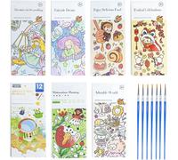 TIANYI-7 Pack Livre de Coloriage, Peintures à L'aquarelle pour Enfants, Livre Coloriage à L'aquarelle,Coloriage Enfants, Cadeau pour les Garçons et les Filles âgés de 4 à 6 ans