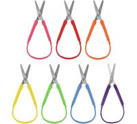 Tianyi-7 Pièces Ciseaux À Boucle Colorée, Ciseaux Enfants Droitiers Et Gaucher À Bouts Arrondis, Sécurisés Pour Les Enfants, Ciseaux Couture Tissu, Ciseaux Cranteurs Couture, Ciseaux Bout Rond