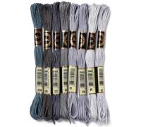 Tianyi-8 Écheveau 64m Fil À Broder Point De Croix Gris Dégradé 6 Brins En Polyester Kit De Chaîne Fils Broderie De Soie Bracelet Brésilien D'amitié Pour Couture Tricot Cheveux L'artisanat Bricolage
