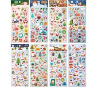 Tianyi-8 Feuilles Autocollants Noël Gommettes 3d Bricolage Stickers Bonhomme De Neige Arbre De Noël Scrapbooking Accessoires Fête Décoration Album Journal Noël Cadeau Enfant