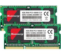 TIANYI-8Go Kit (2x4Go) DDR3 1333MHz Mémoire RAM PC3-10600S Unbuffered Non-ECC 1.5V CL9 2Rx8 Dual Rank 204 Pin SODIMM Ordinateur Portable Mémoire RAM Compatible with Intel Mac