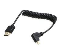 TIANYI-8K 2.1 Micro HDMI à Angle Droit vers HDMI câble Spiralé Haute Vitesse pour Go-Pro Hero 3/4 Canon EOS M5 Sony A6000 A7III RX10 Nikon B500 Z6 Raspberry Pi 4 Atomos Ninja 2 Monitor