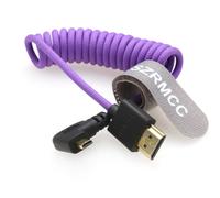 TIANYI-8K 2.1 Micro HDMI à Angle Droit vers HDMI câble Tressé Spiralé Haute Vitesse pour Go-Pro Hero 3/4 Canon EOS M5 Sony A6000 A7III RX10 Nikon B500 Z6 Raspberry Pi 4 Atomos Ninja 2 Monitor